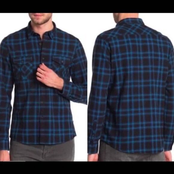 Civil Society Brighton Flannel Plaid Navy Shirt M - Picture 1 of 3